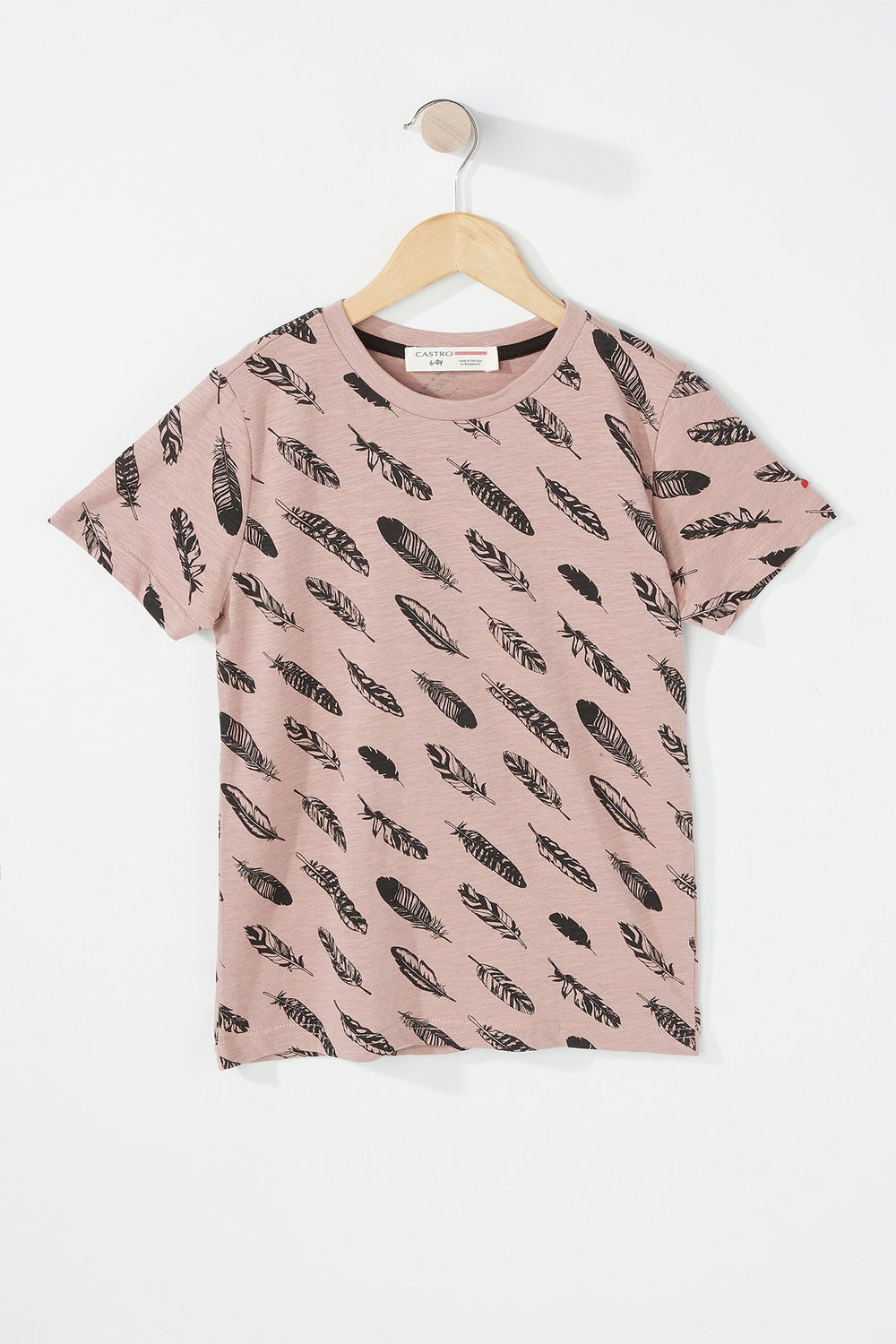 Kids T-shirt à imprimé Plume pour garçon Rose