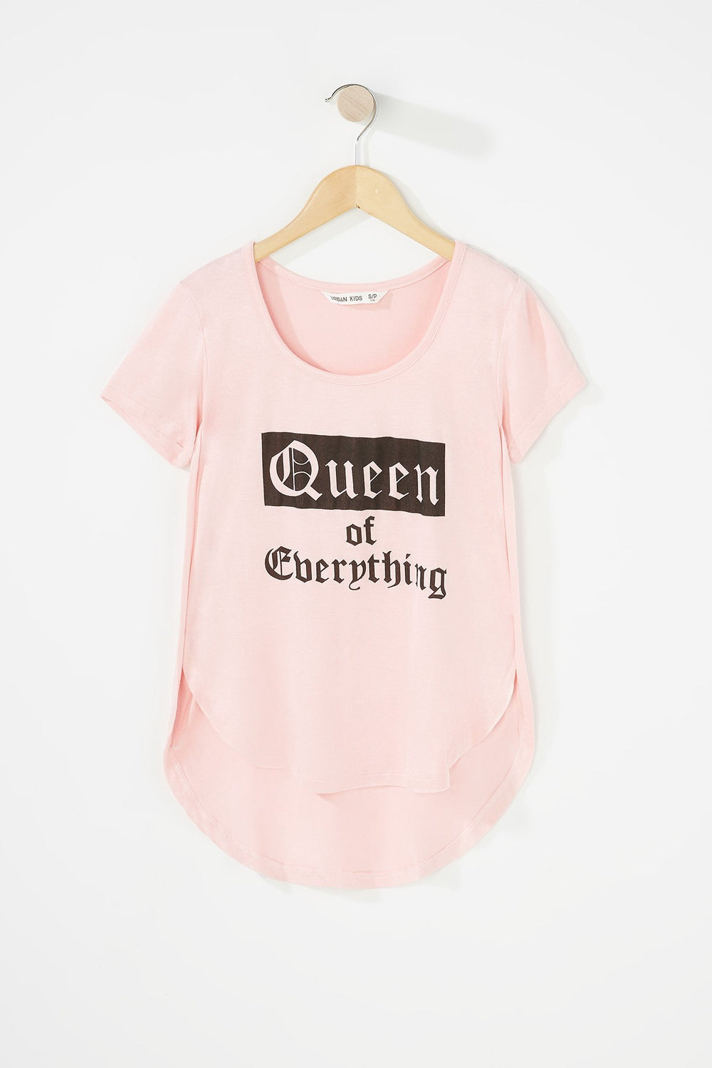 Kids T-shirt asymétrique à imprimé Queen of Everything pour fille Rose