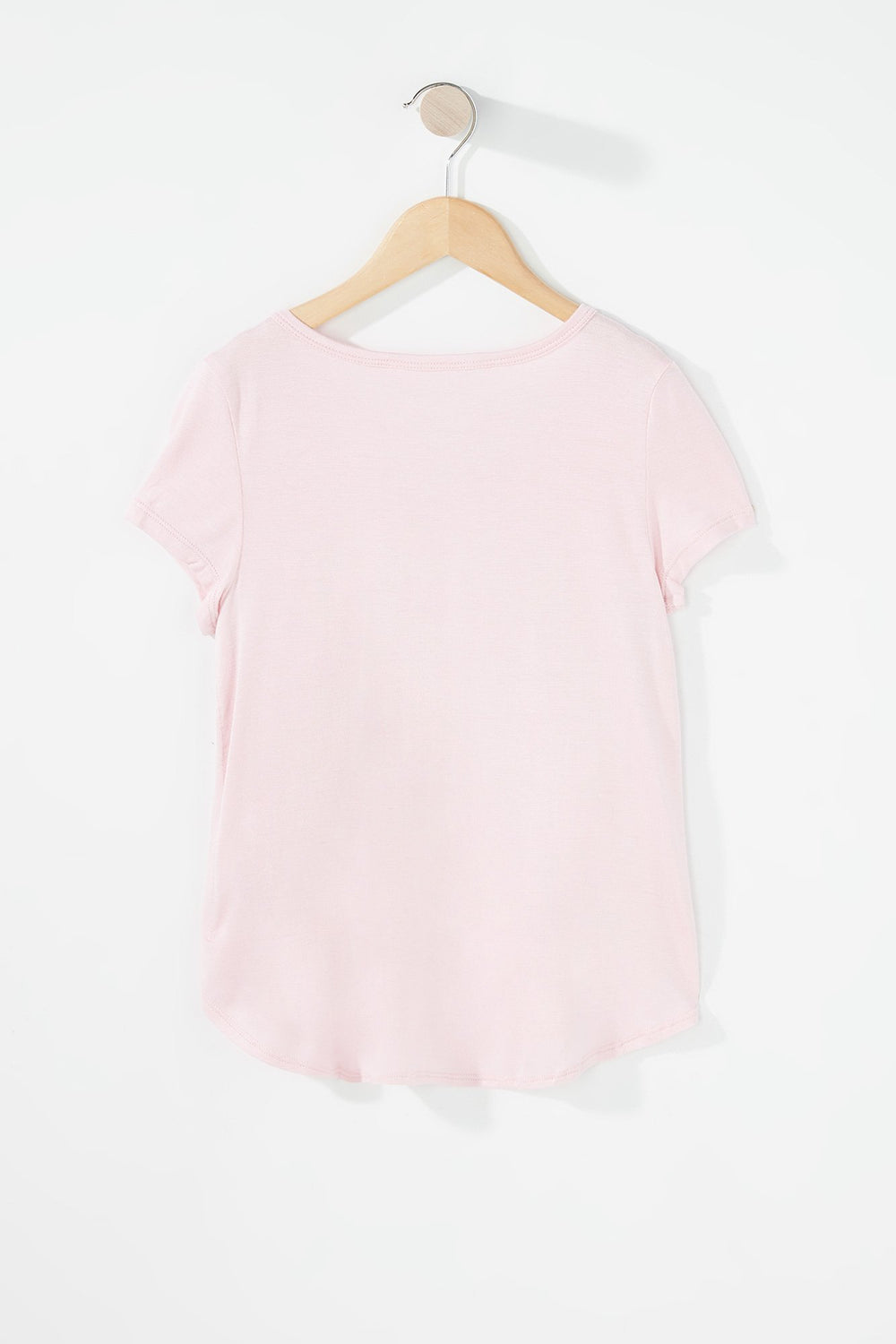 Kids T-shirt avec motif de cage et encolure arrondie pour fille Rose