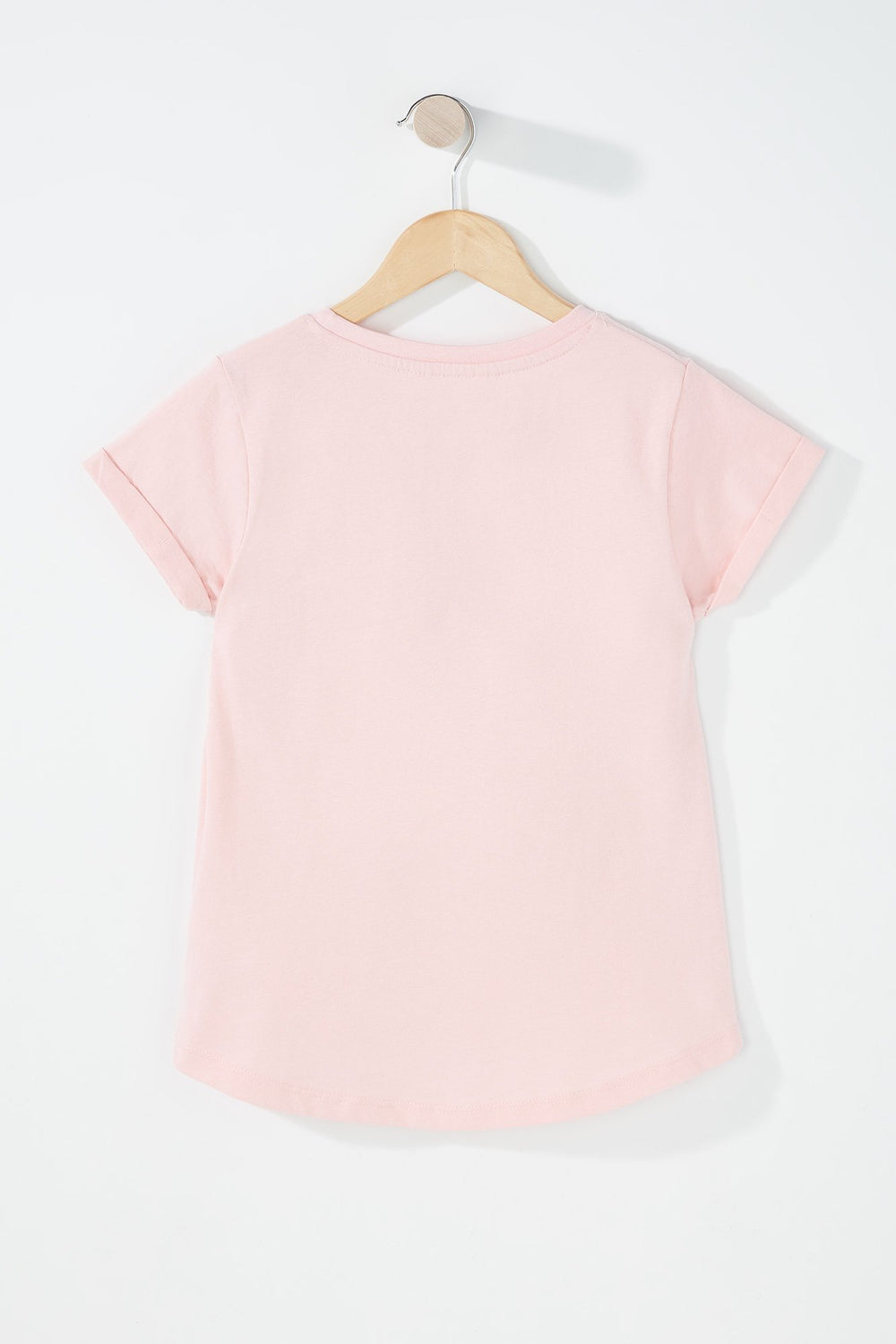 Kids T-shirt avec poche et ourlet arrondi pour fille Rose