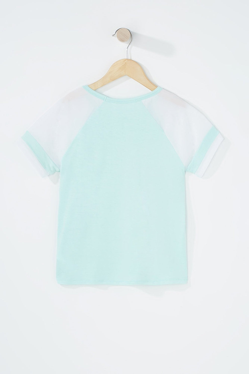 Kids T-shirt en filet rayé de style universitaire avec blocs de couleurs pour fille Rose