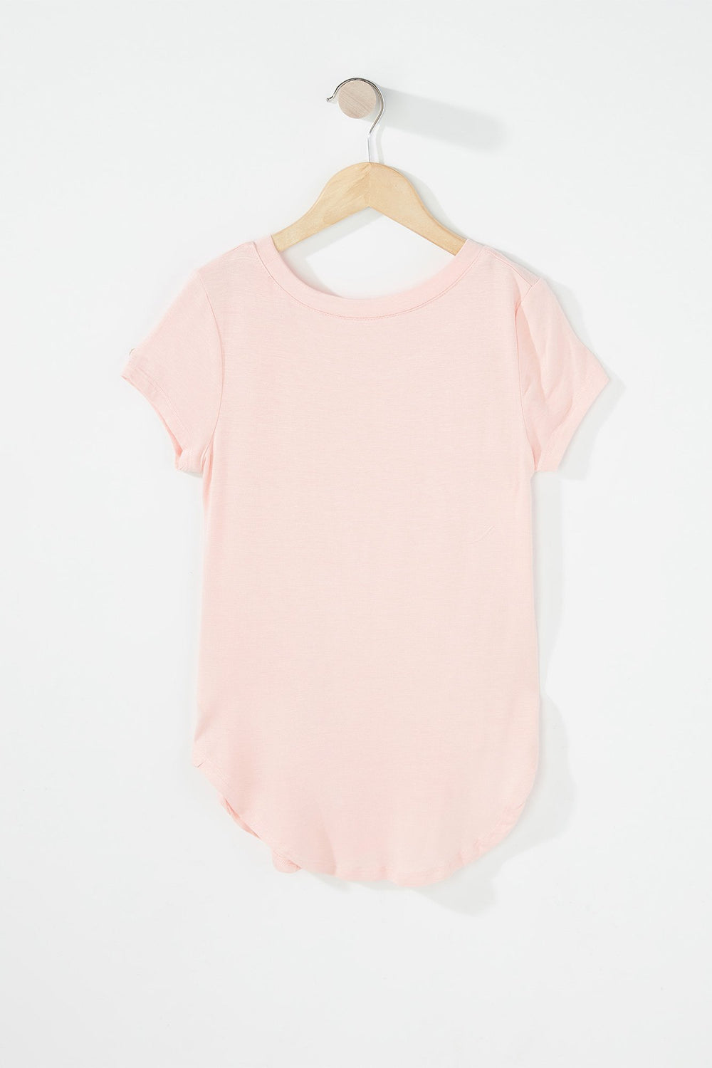 Kids T-shirt léger à ourlet arrondi pour fille Rose