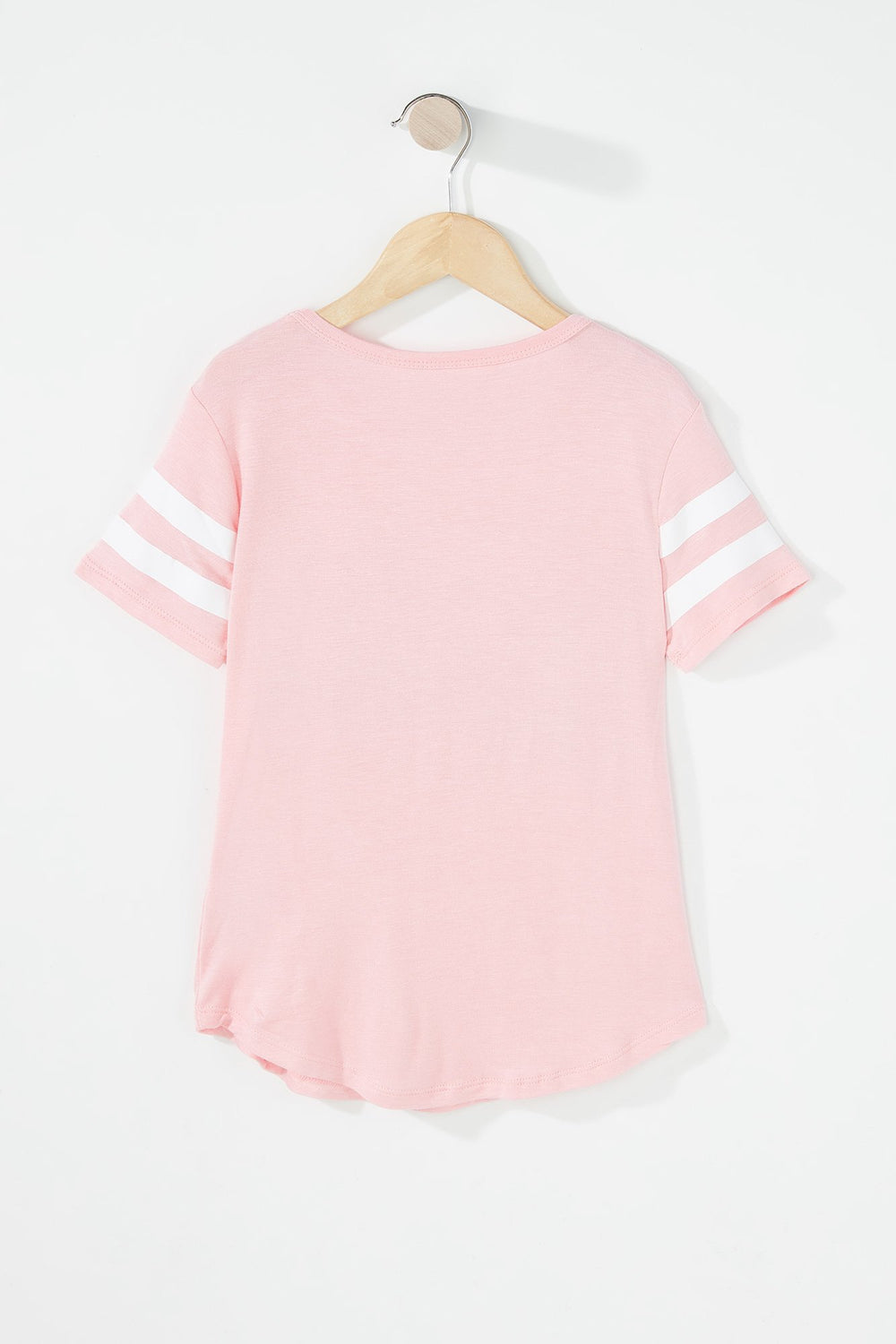 Kids T-shirt léger rayé de style universitaire pouur fille Rose
