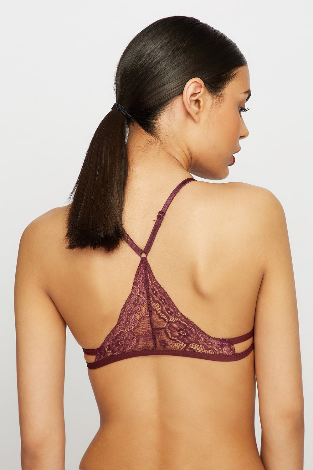 Women Bustier en dentelle à dos nageur Rouge foncé