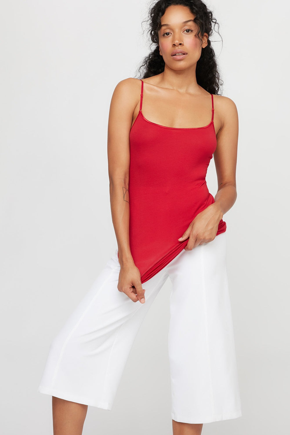 Women Camisole longue de base Rouge foncé