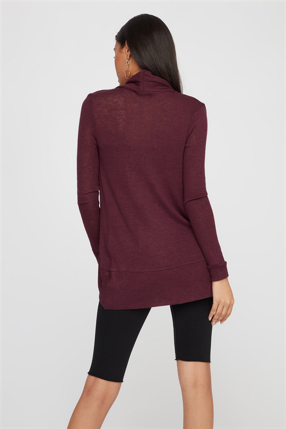 Women Cardigan asymétrique moucheté Rouge foncé