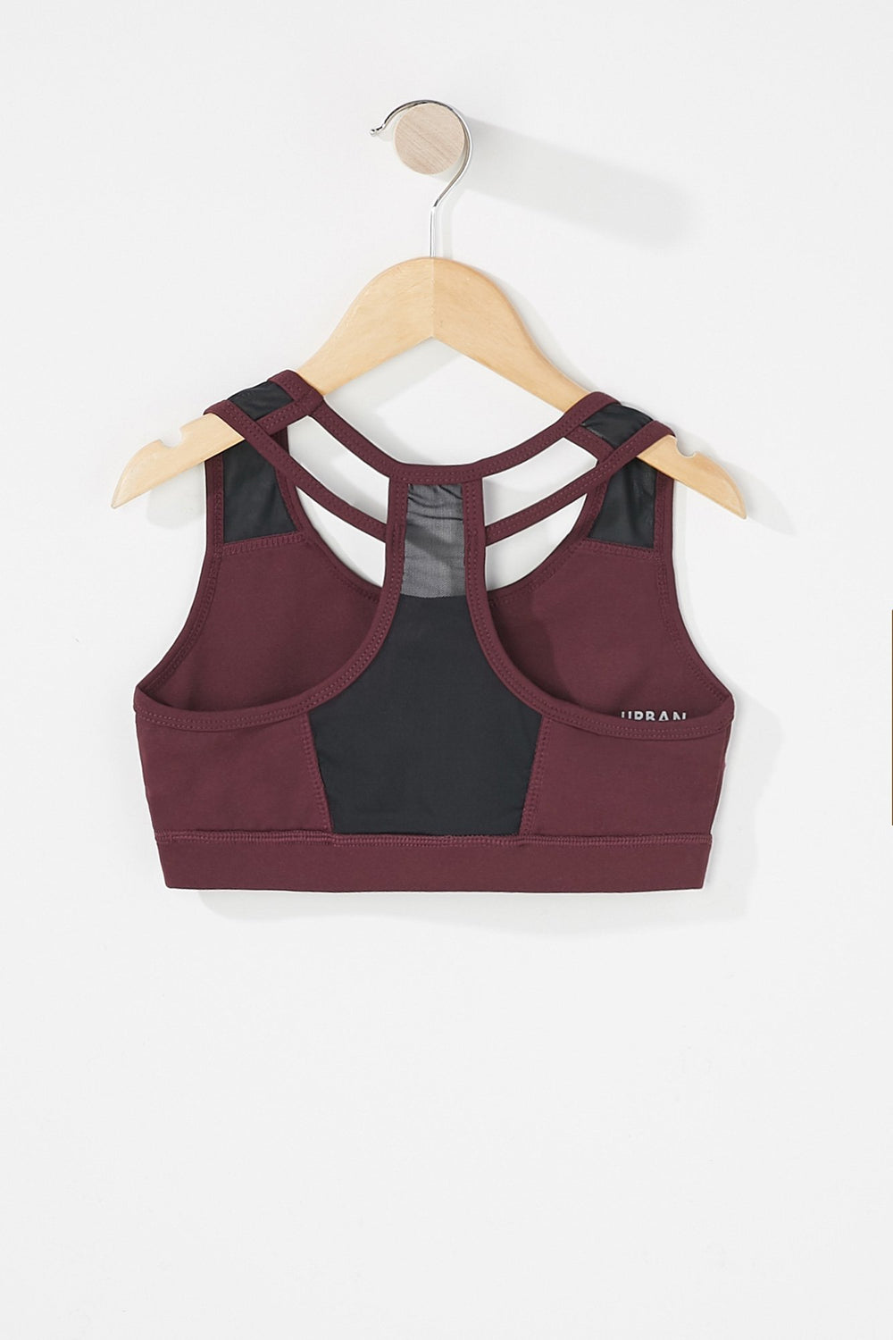 Kids Soutien-gorge de sport à dos nageur en filet avec blocs de couleurs pour fille Rouge foncé