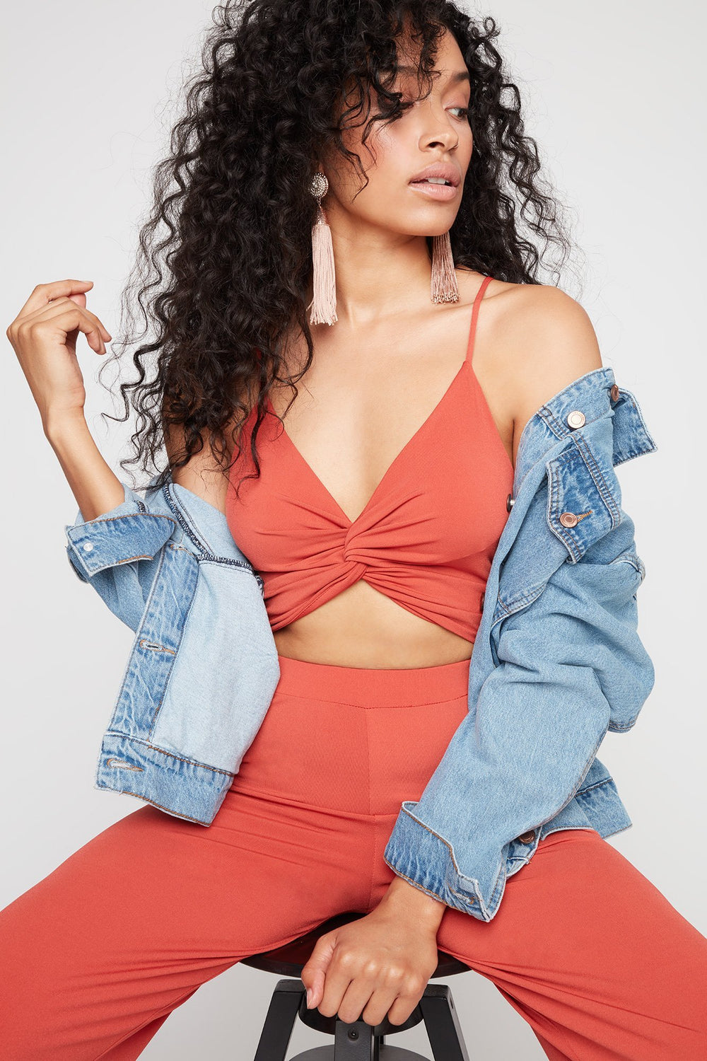 Women Bustier court ruché Rouge