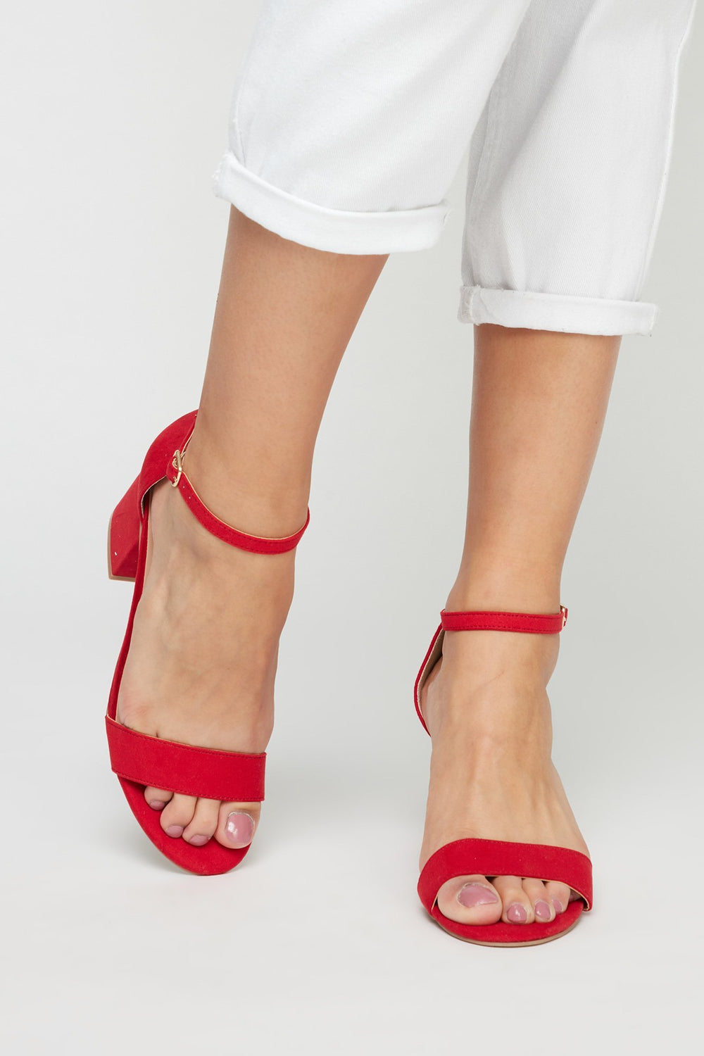 Women Sandales en similisuède avec découpes Rouge
