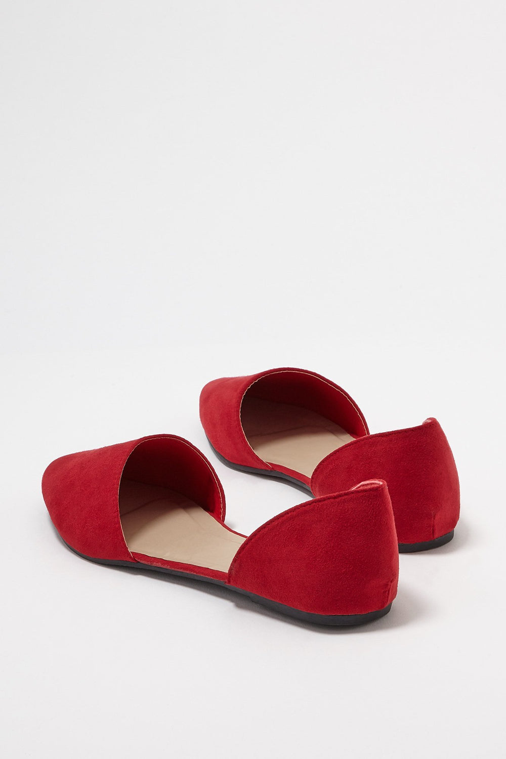 Women Ballerines à bout pointu à enfiler en similisuède Rouge