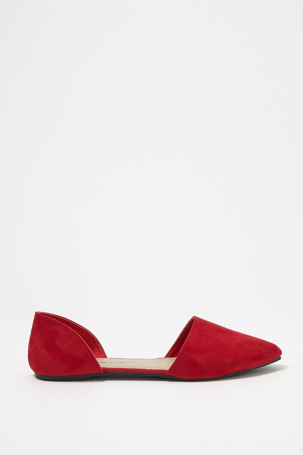 Women Ballerines à bout pointu à enfiler en similisuède Rouge