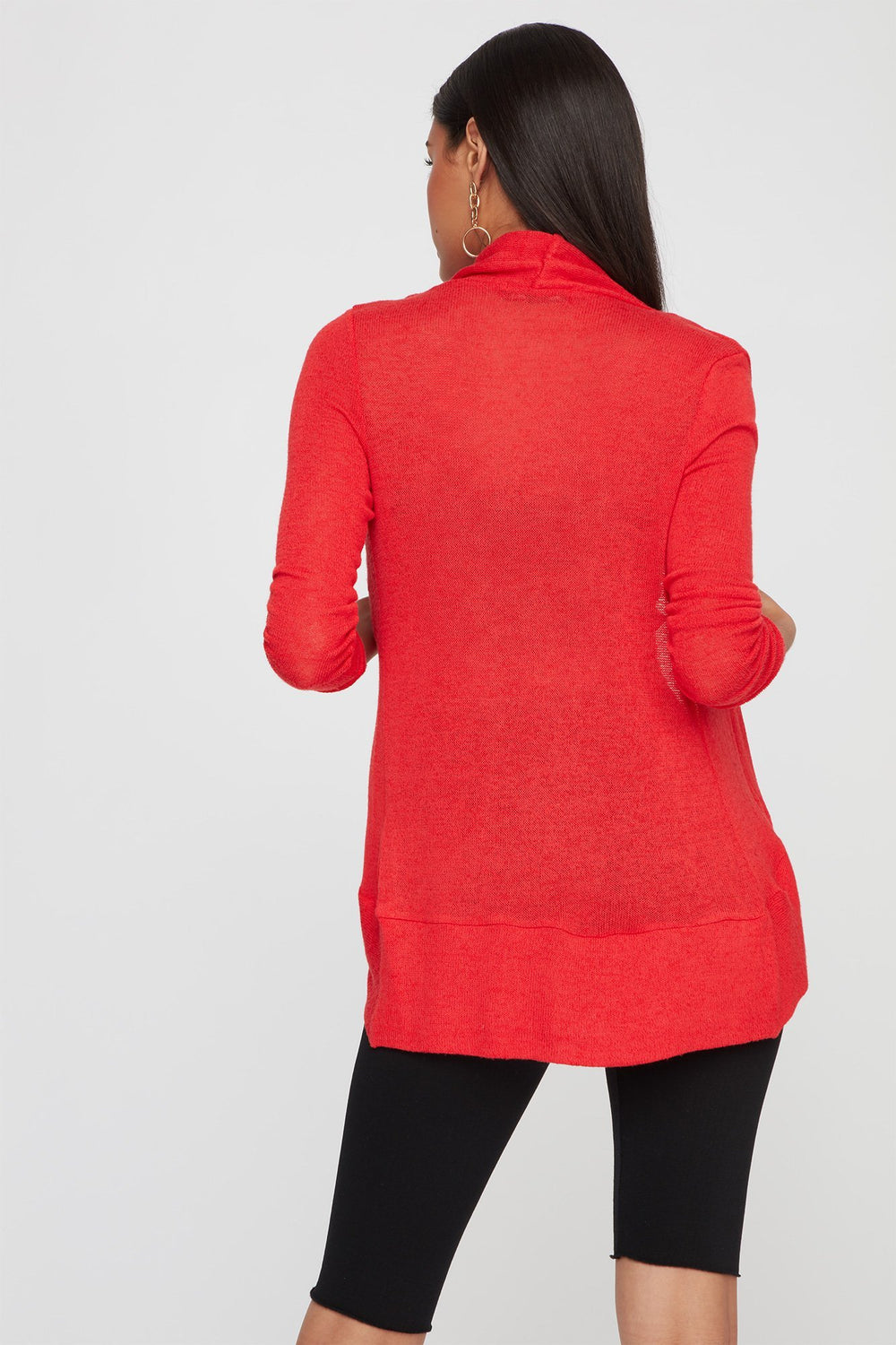 Women Cardigan asymétrique moucheté Rouge