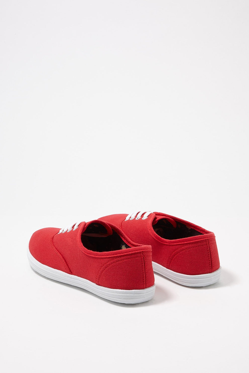 Women Espadrilles en toile lacées classiques Rouge