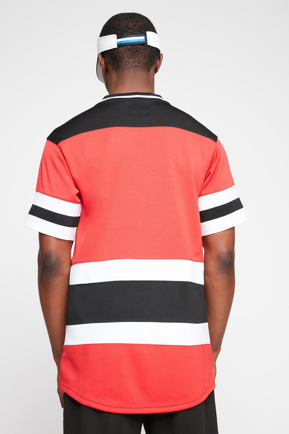 Men Jersey Rocawear à enfiler rayé de style universitaire Rouge