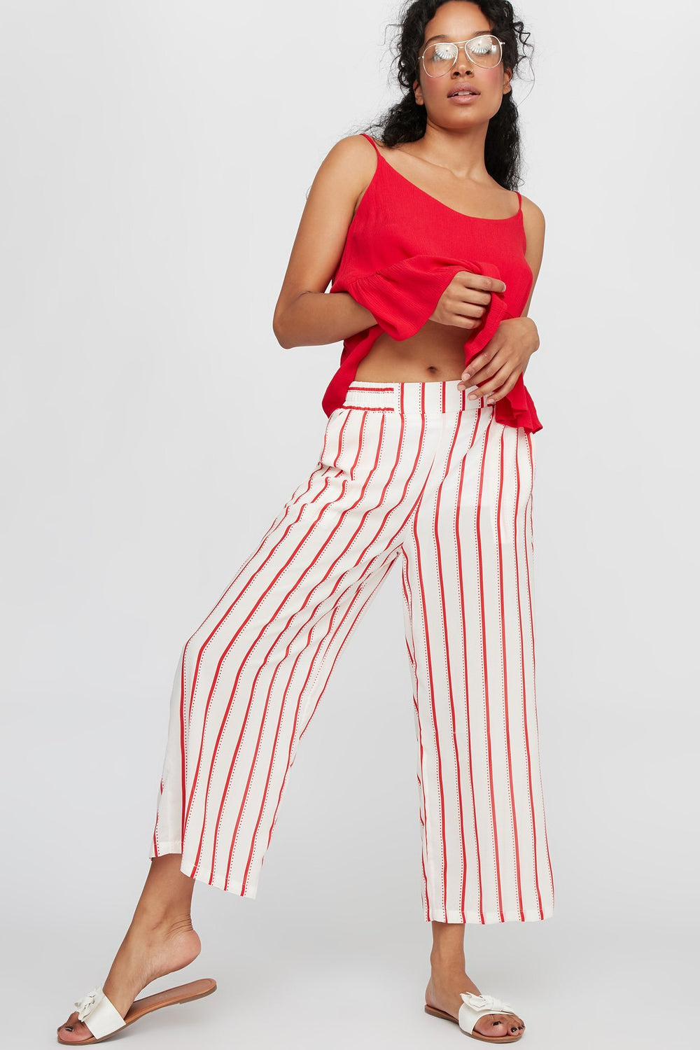 Women Jupe-culotte rayée à pois Rouge