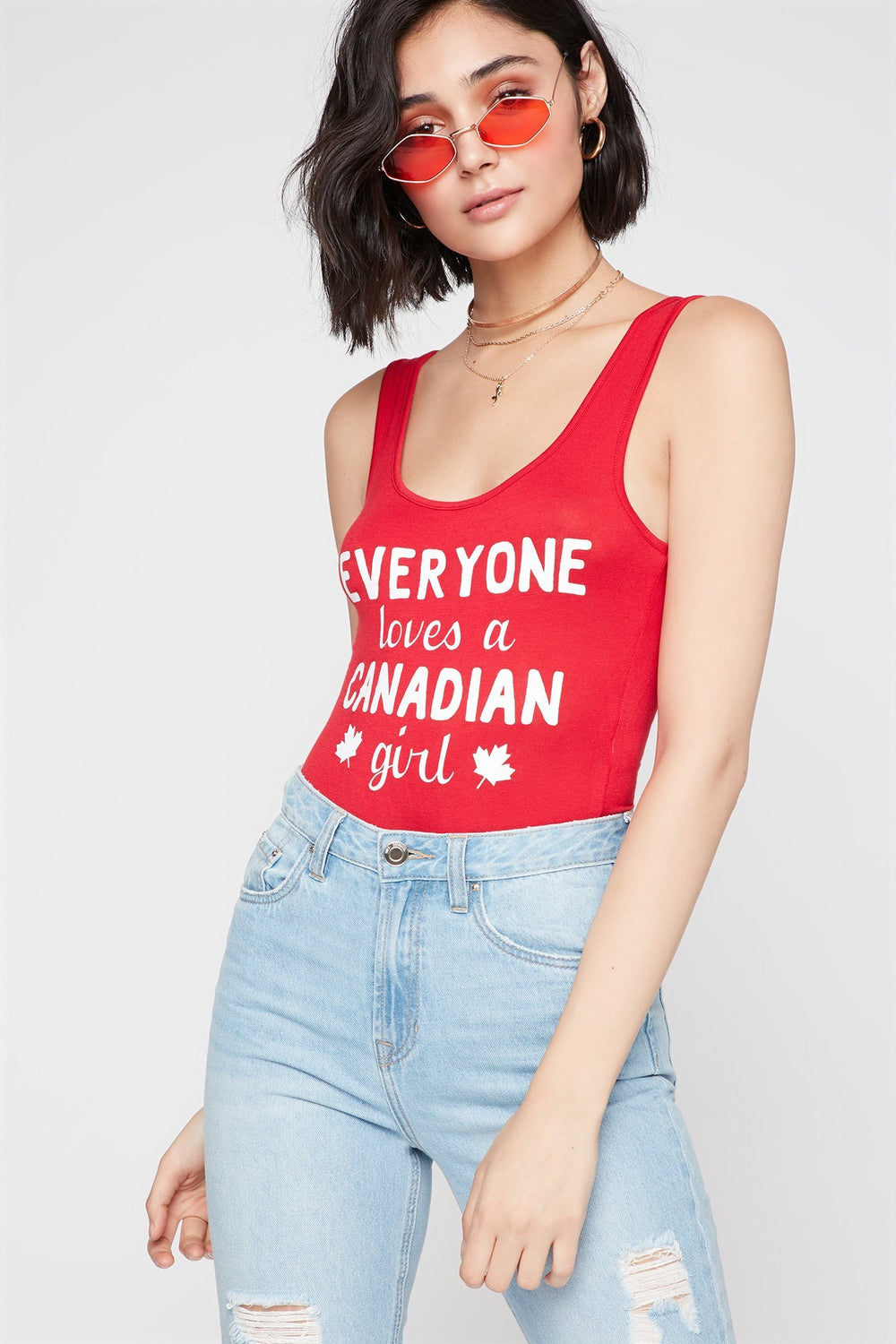 Women Maillot à imprimé Everyone Loves A Canadian Girl Rouge