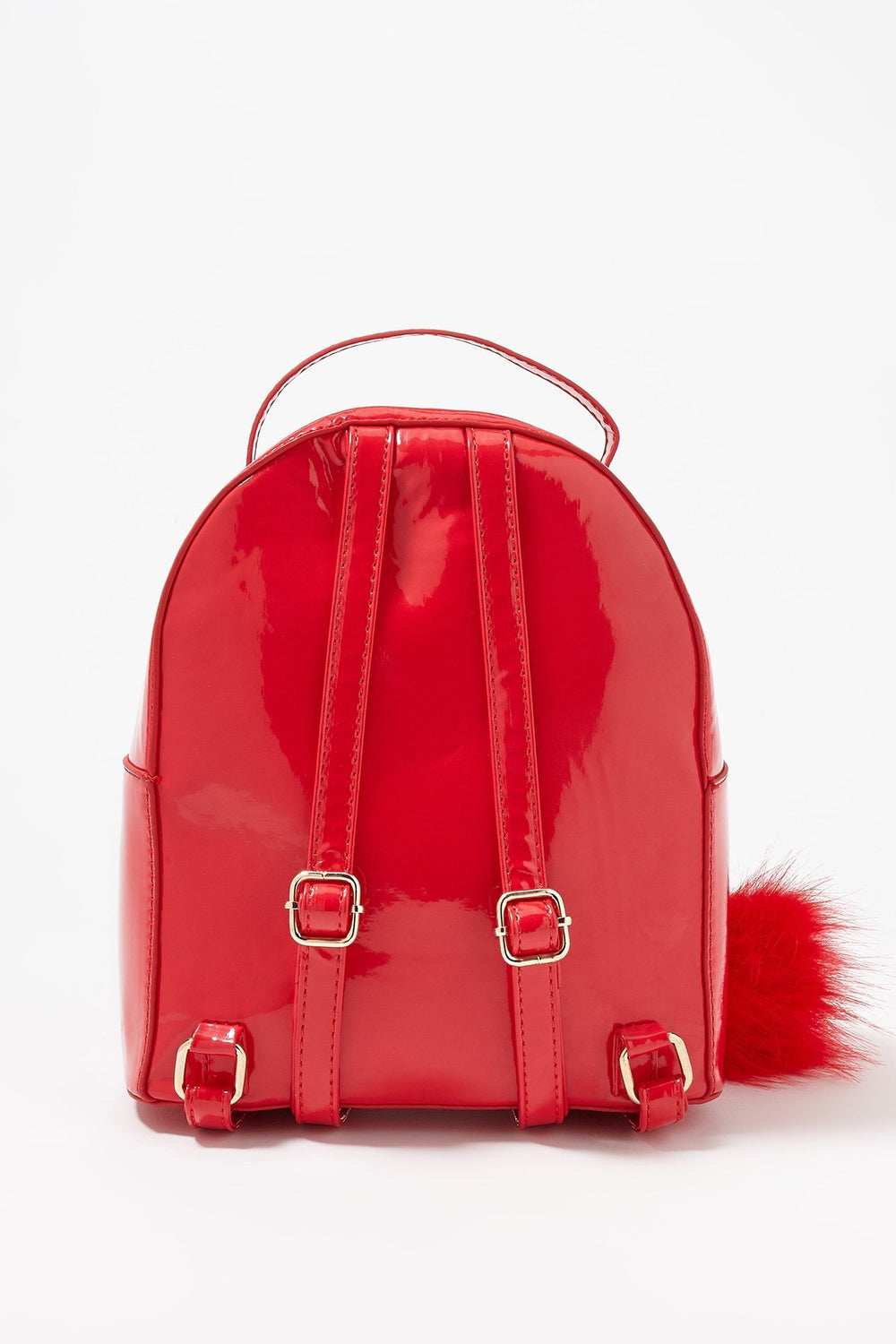 Women Minisac à dos en similicuir avec pompons Rouge