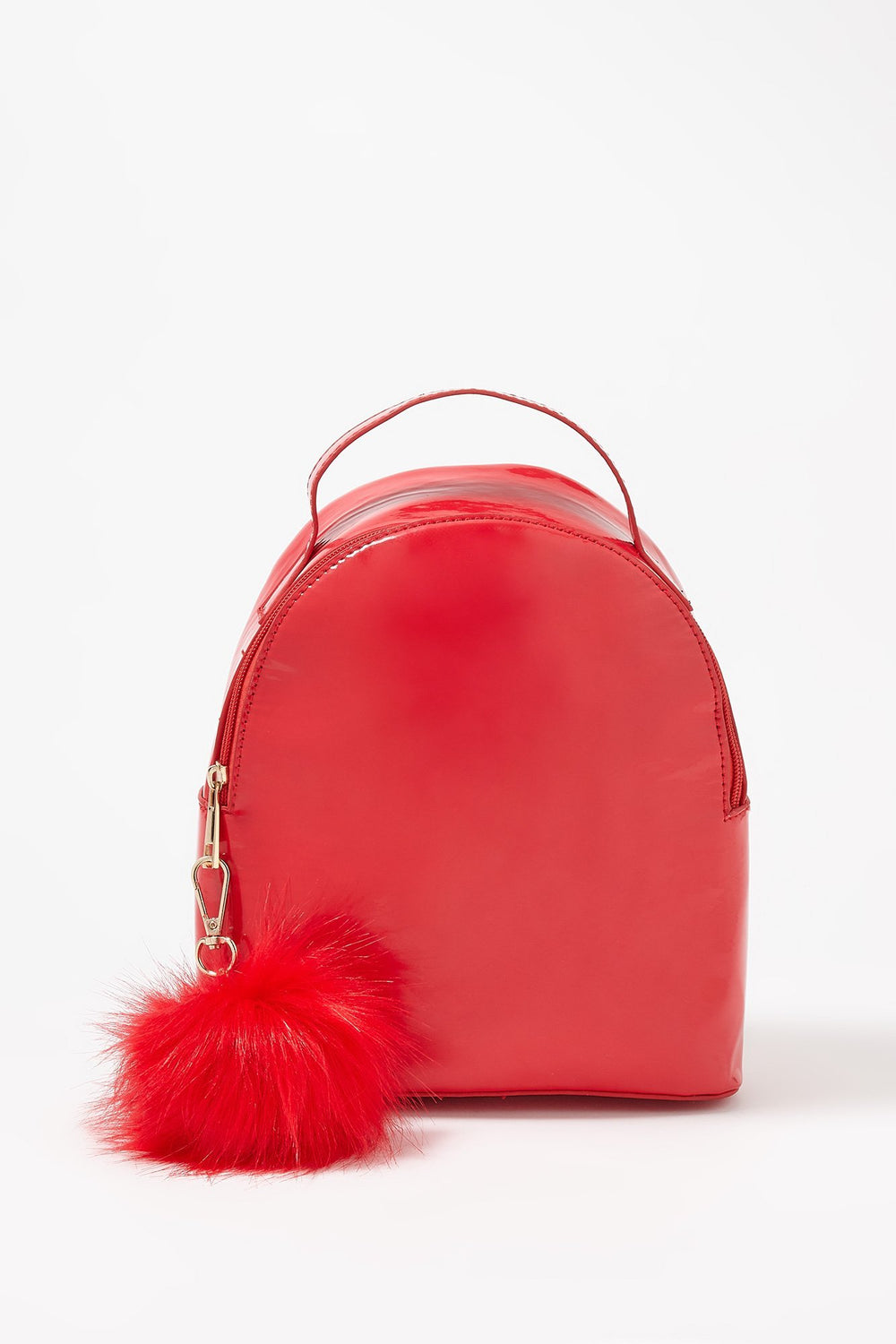Women Minisac à dos en similicuir avec pompons Rouge
