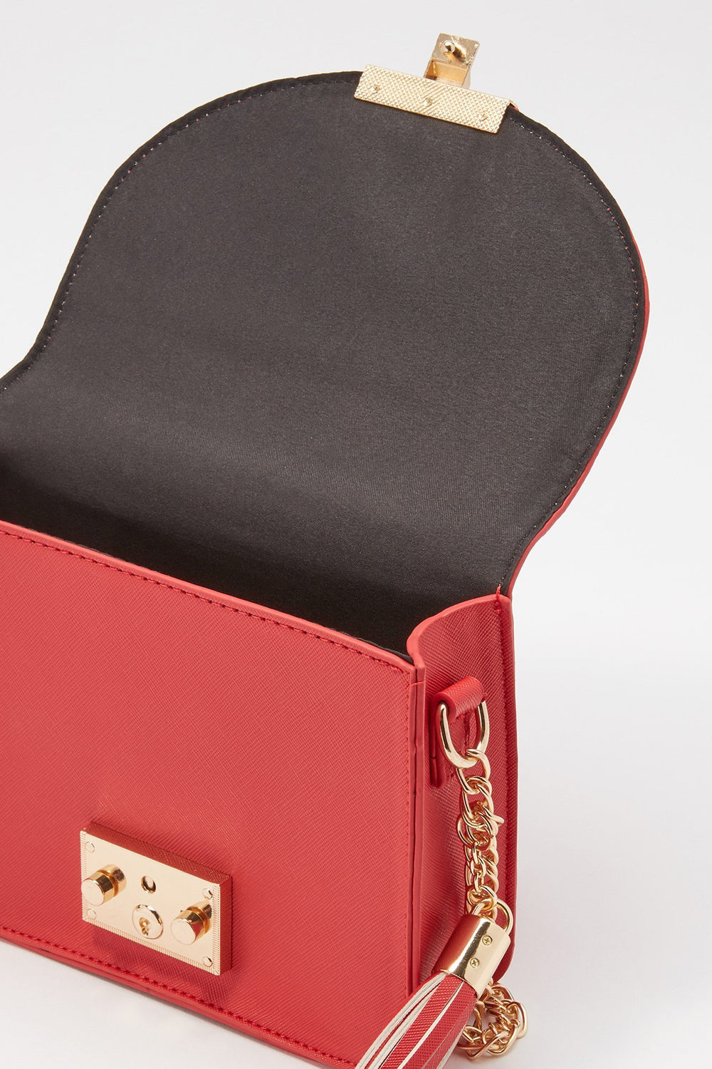 Women Sac à bandoulière structuré avec chaîne et pampilles Rouge