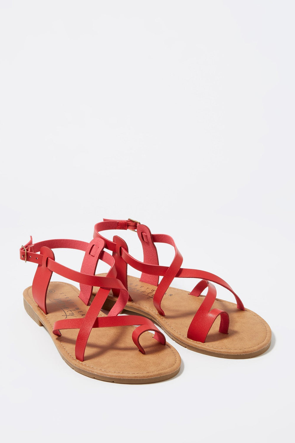 Women Sandales gladiateur à motif de cage Rouge