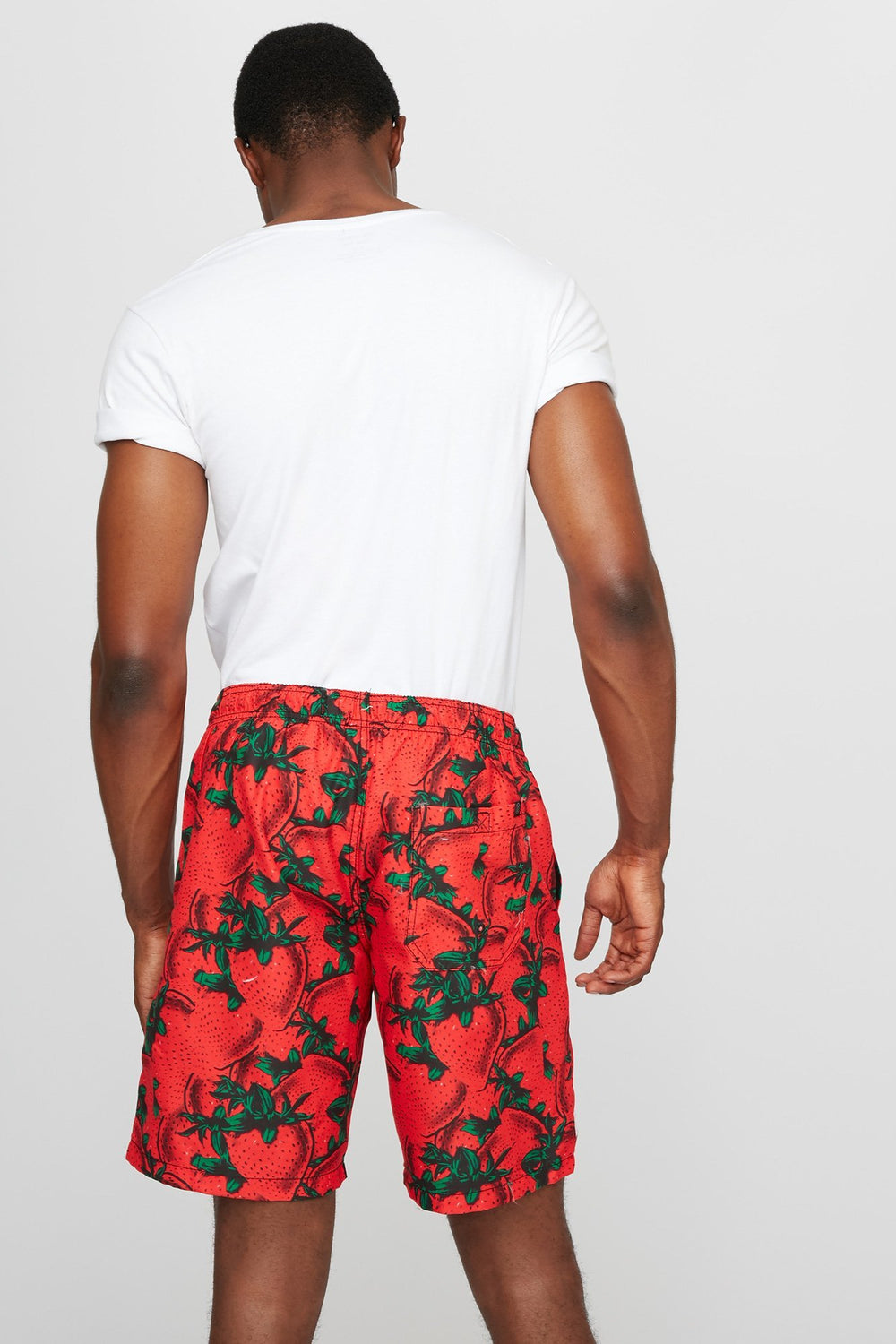 Men Short hybride mince imprimé à taille coulissante Rouge