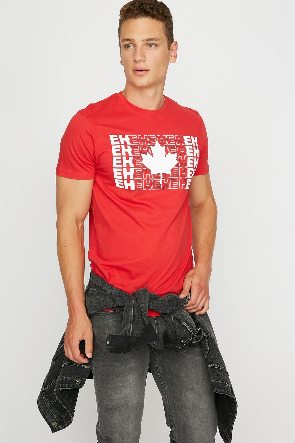 Men T-shirt à imprimé Drapeau Eh Canada Rouge