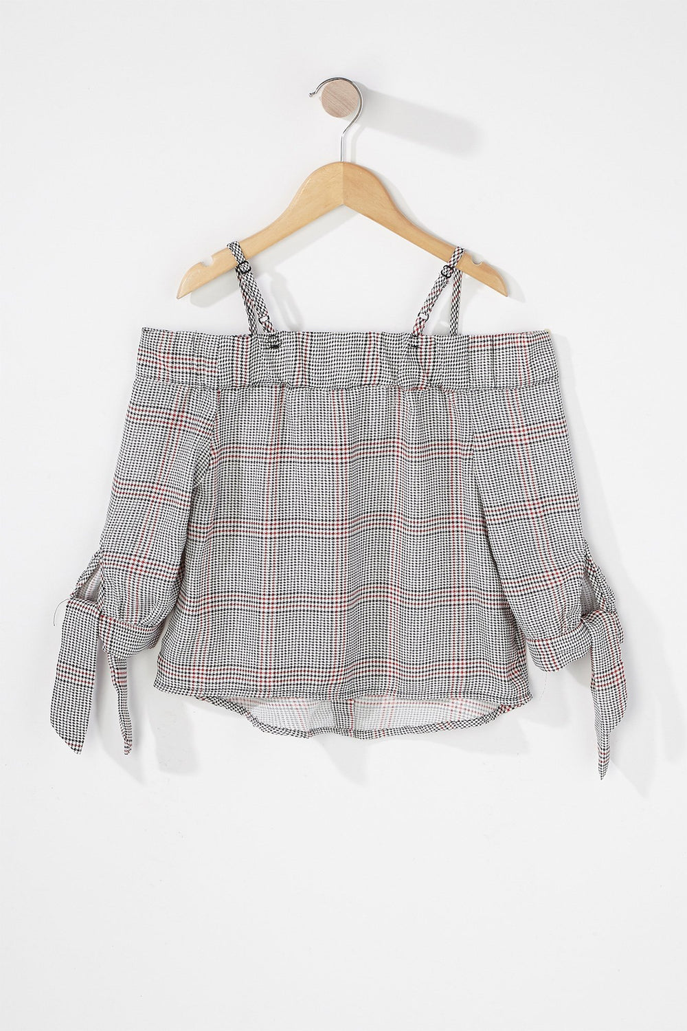 Kids Blouse boutonnée à épaules dénudées avec attache pour fille Rouge