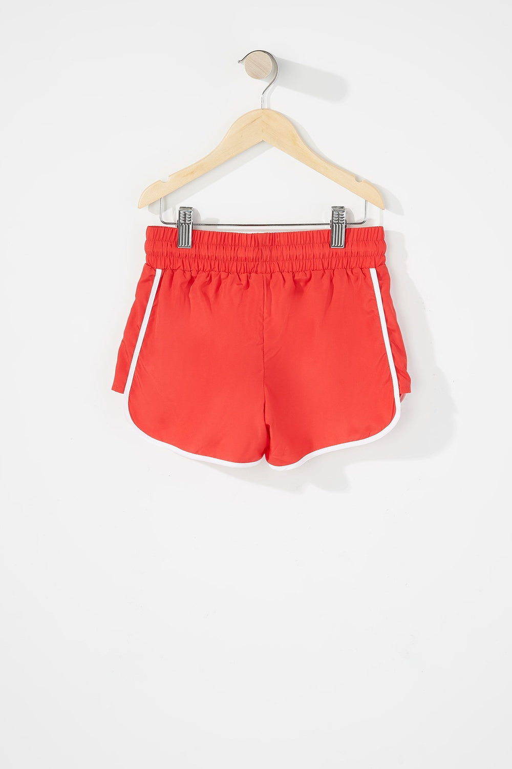 Kids Short Active à liséré contrastant avec ourlet arrondi et taille coulissante pour fille Rouge