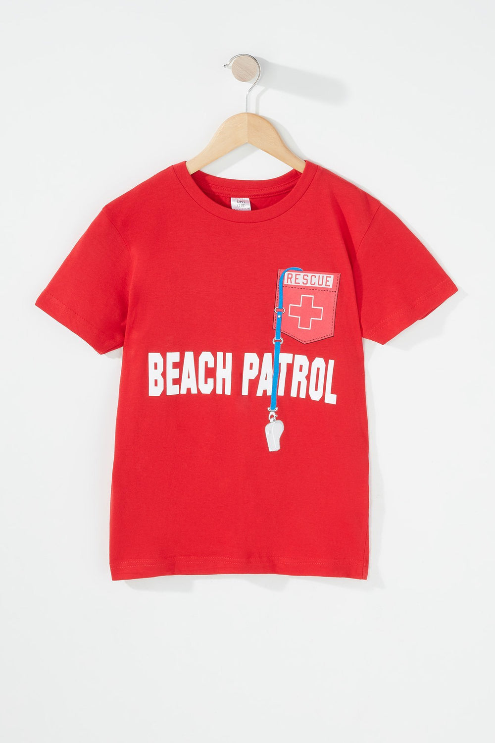 Kids T-shirt à imprimé Beach Patrol pour garçon Rouge