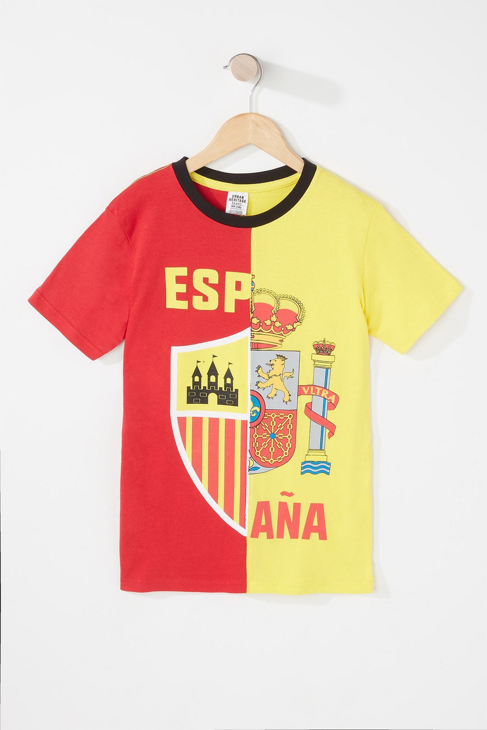 Kids T-shirt à imprimé World Cup Spain avec encolure dégagée pour garçon Rouge