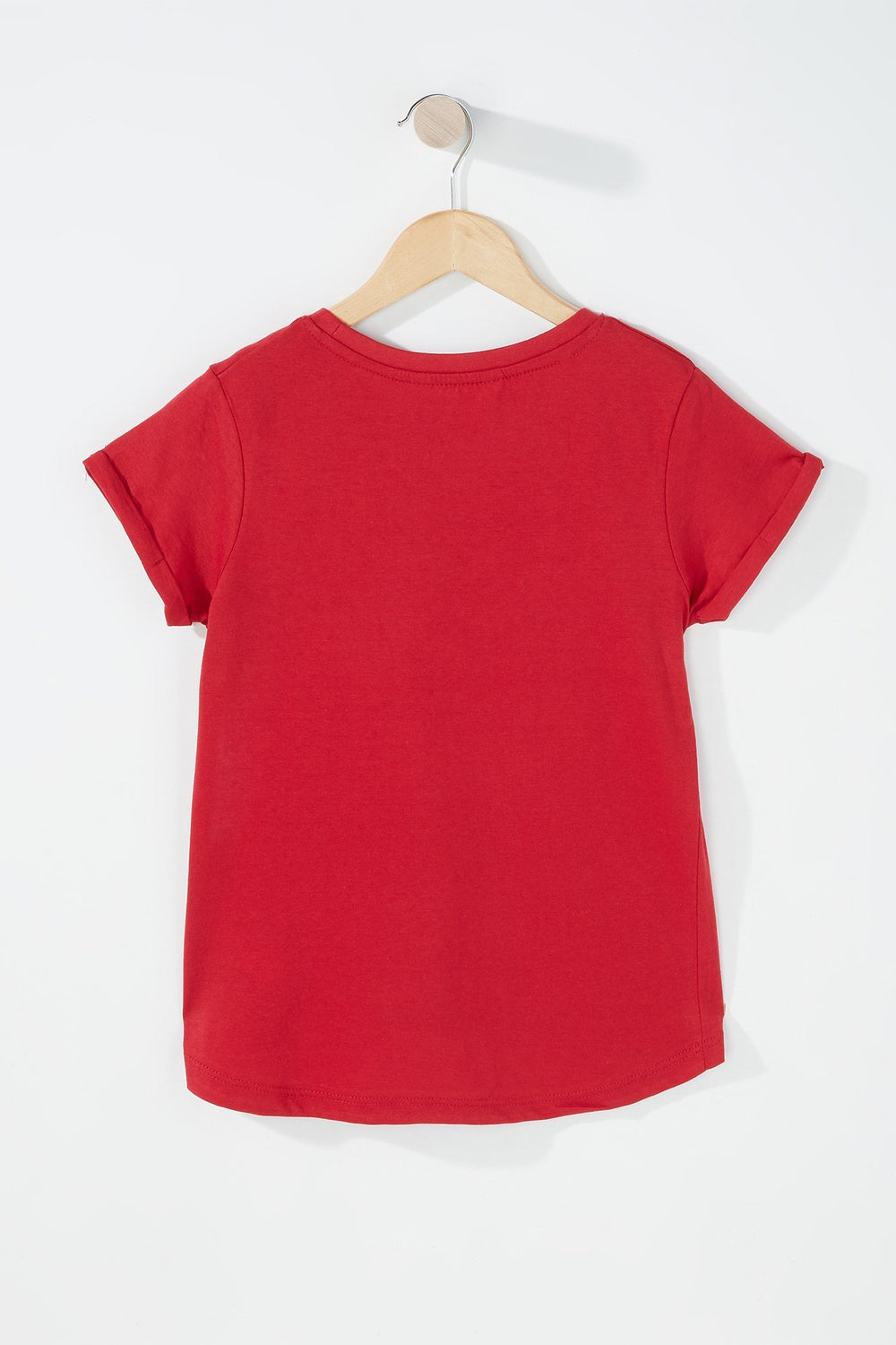 Kids T-shirt avec poche et ourlet arrondi pour fille Rouge