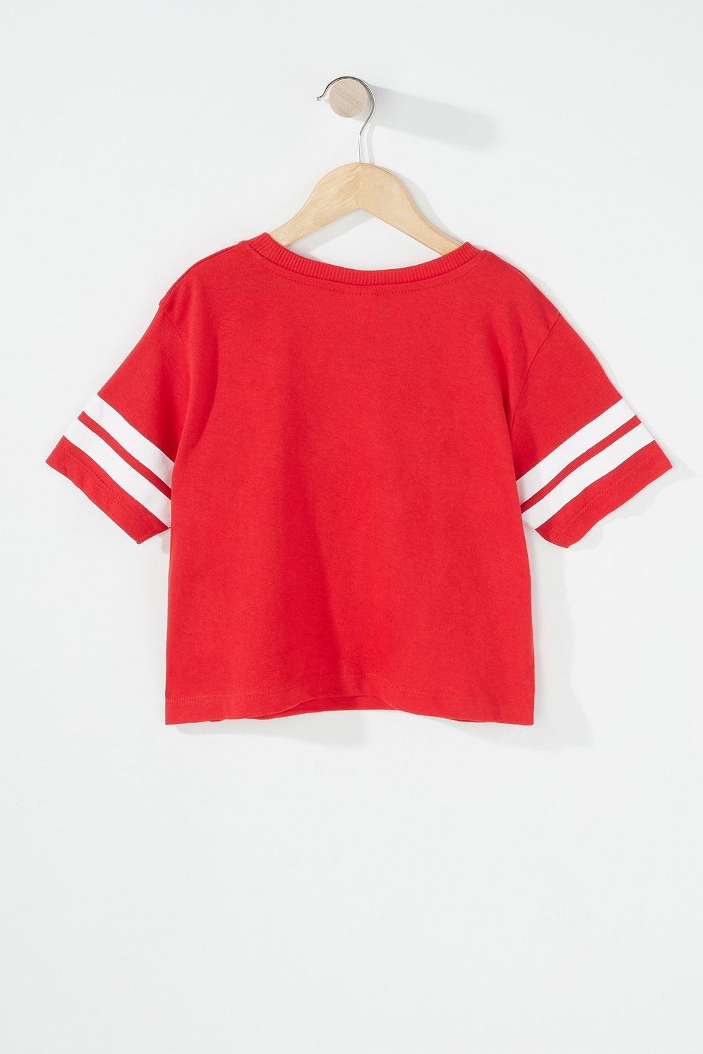 Kids T-shirt court rayé de style universitaire à imprimé Canada pour fille Rouge