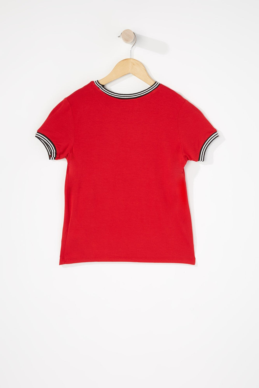Kids T-shirt imprimé à liséré contrastant pour fille Rouge
