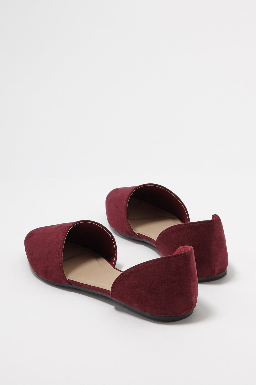 Women Ballerines à bout pointu à enfiler en similisuède Rouge vin