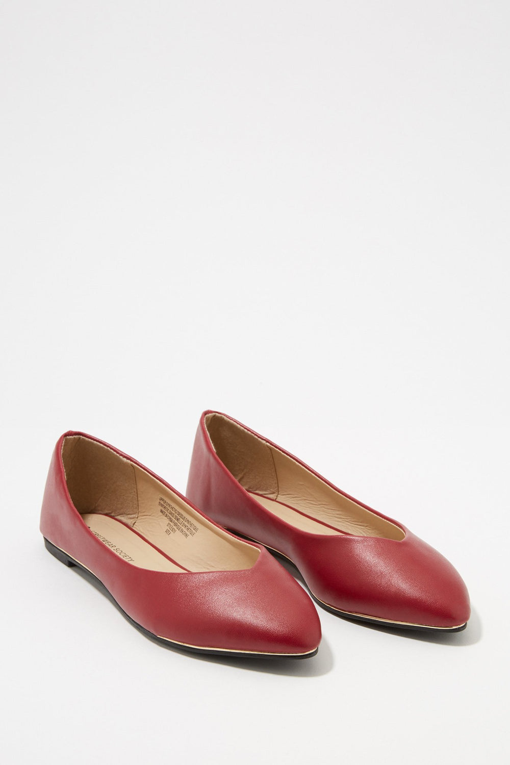 Women Ballerines de base à enfiler en similicuir Rouge vin