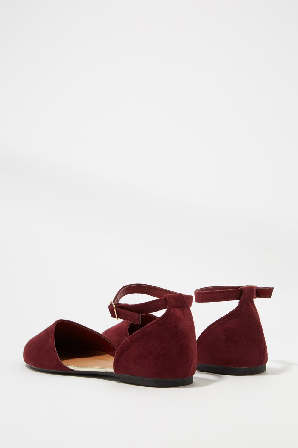 Women Souliers plats avec boucle en similisuède Rouge vin
