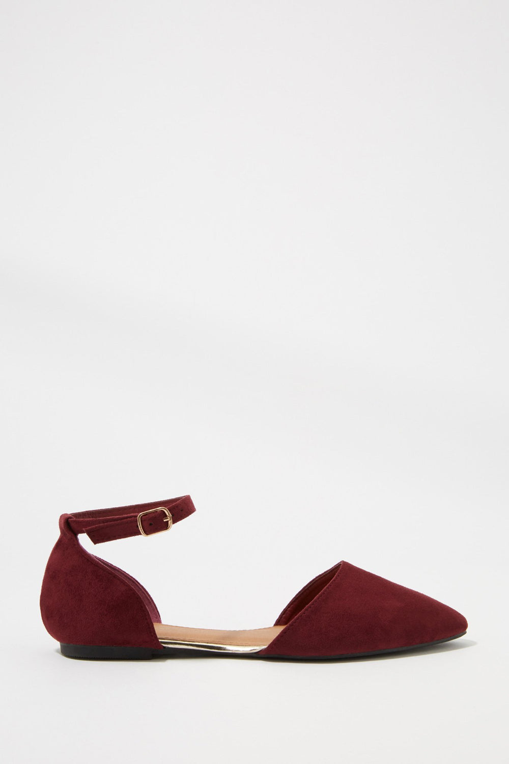 Women Souliers plats avec boucle en similisuède Rouge vin