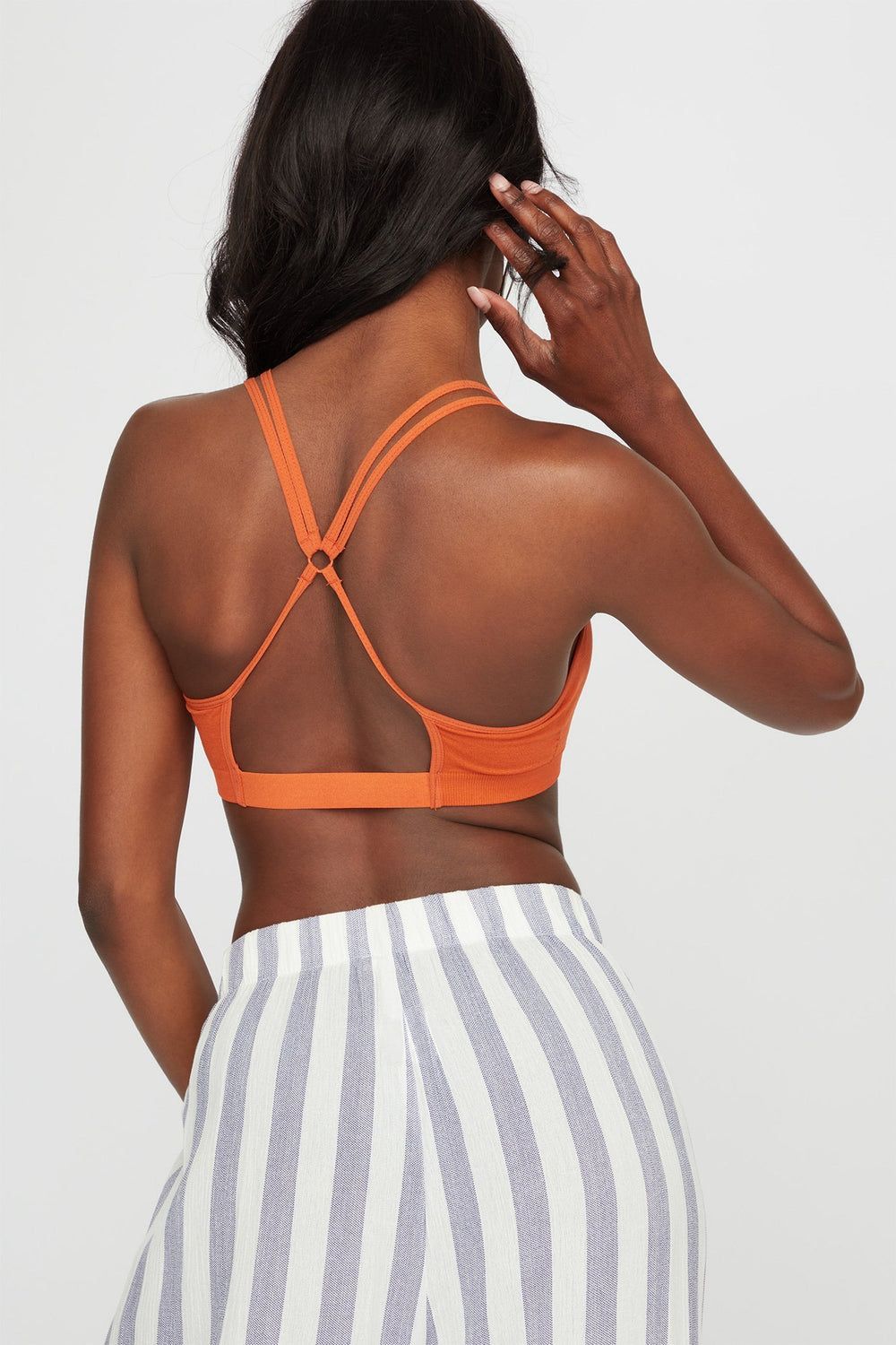Women Bustier sans couture croisé au dos Rouille