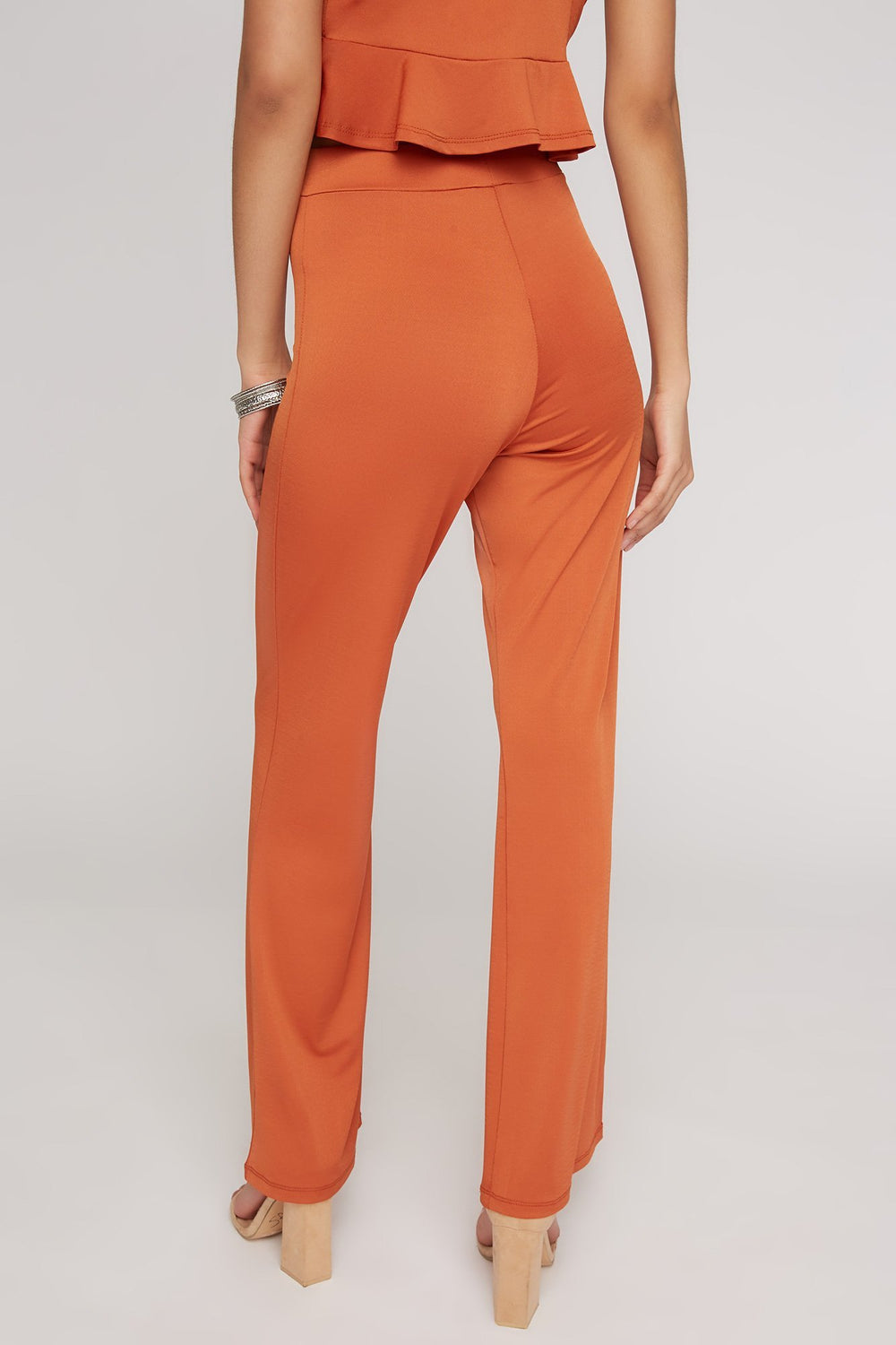 Women Jupe-culotte à taille haute Rouille