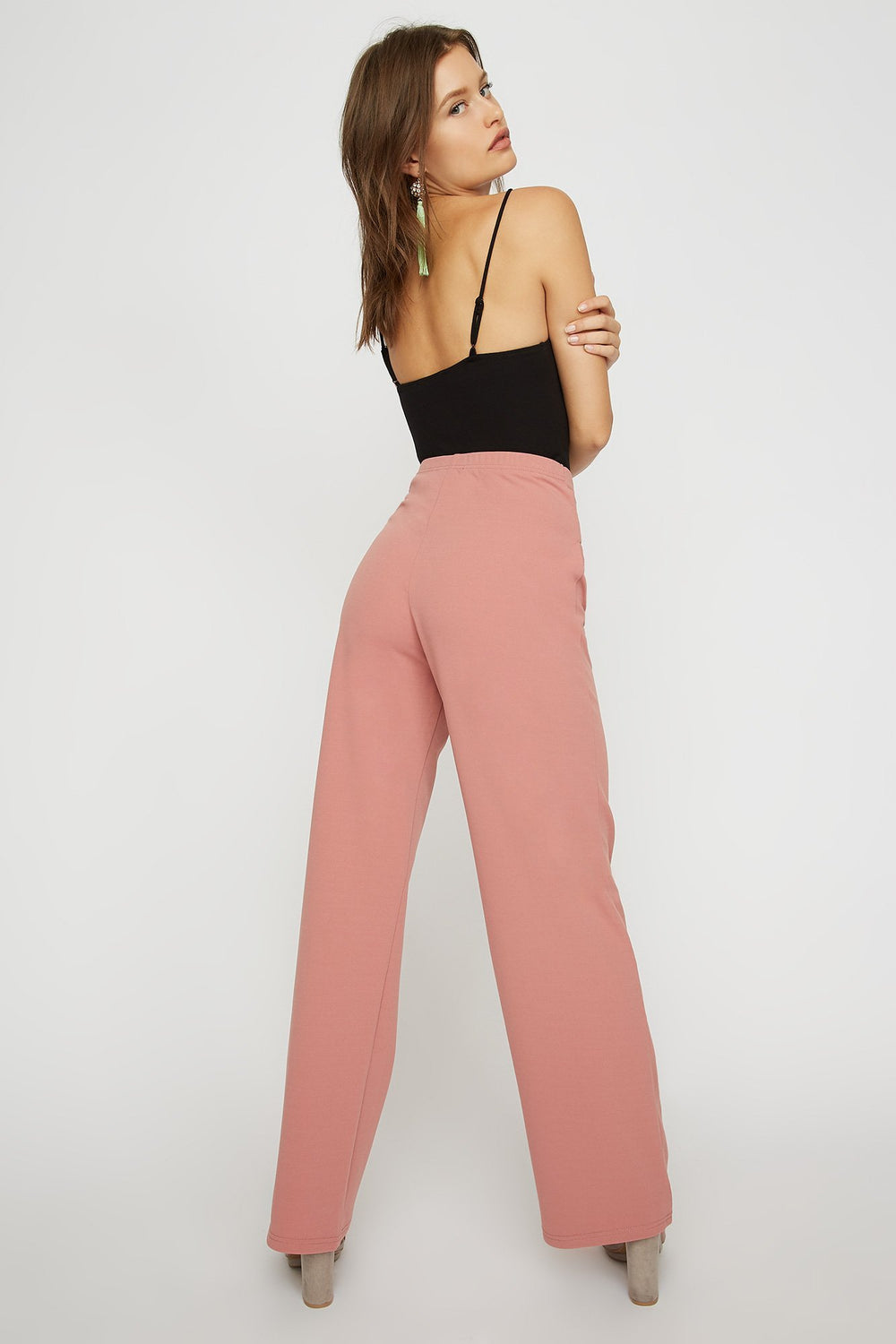 Women Pantalon à jambe large avec attache Rouille