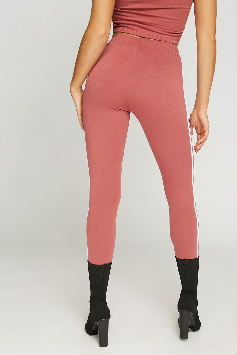 Women Pantalon rayé de style universitaire à taille coulissante Rouille