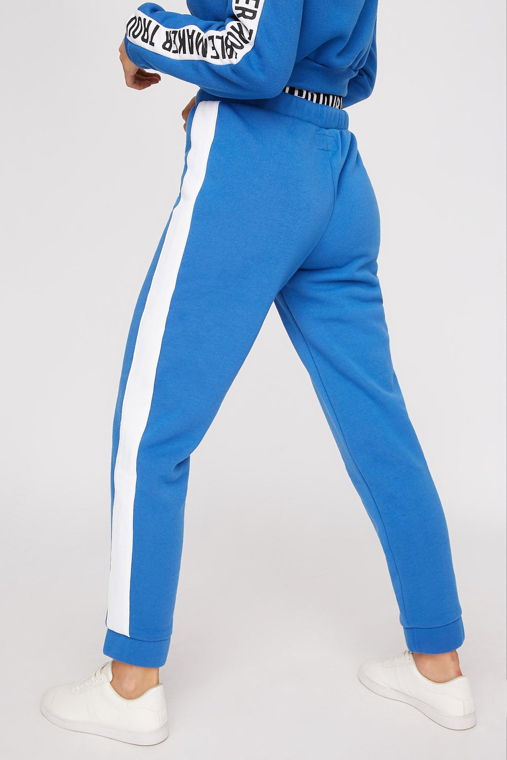 Women Side Stripe Graphic Banded Drawstring Jogger Royal Blue