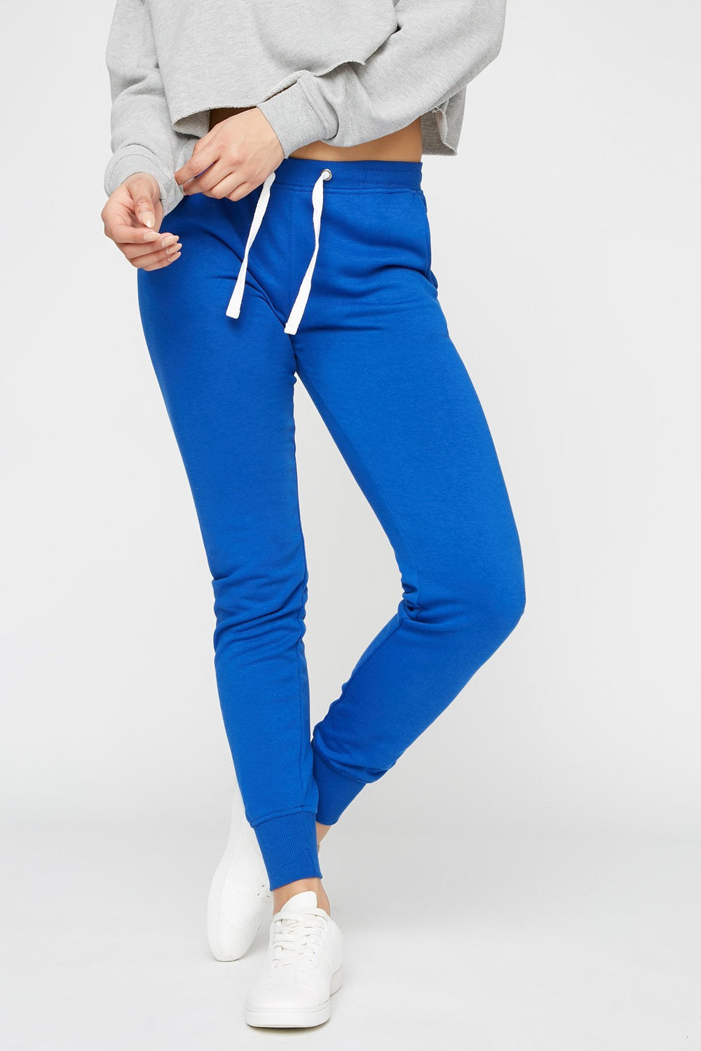 Women Tapered Drawstring Fleece Jogger Royal Blue