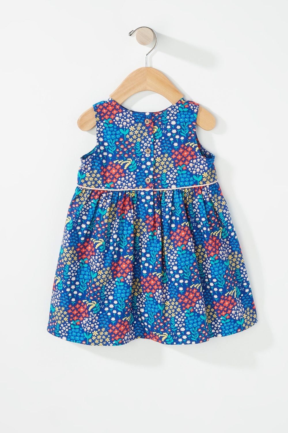Kids Baby Girl Sleeveless Floral Pleated Dress Royal Blue