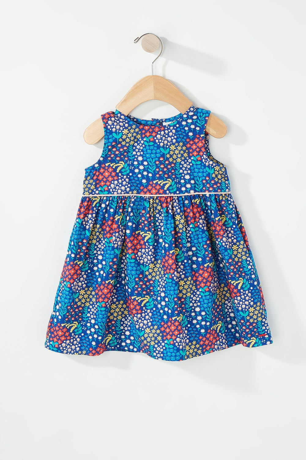 Kids Baby Girl Sleeveless Floral Pleated Dress Royal Blue