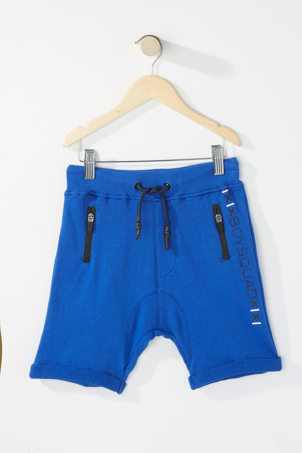 Kids Boys Squad Zipper Drawstring Fleece Short Royal Blue