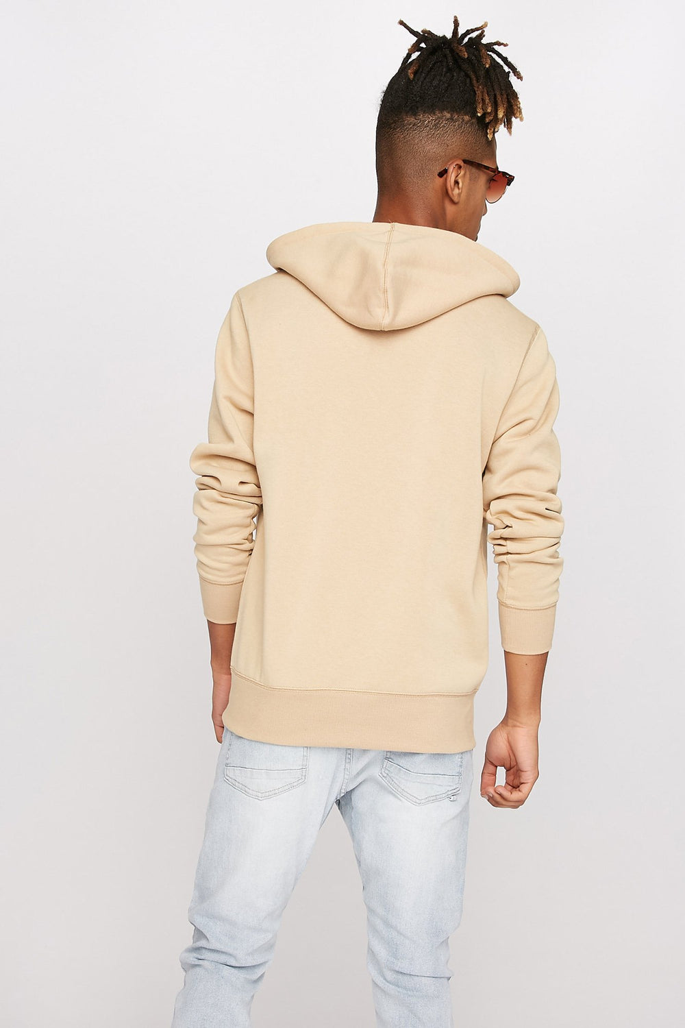 Men Haut henley à capuchon à enfiler avec taille coulissante Sable