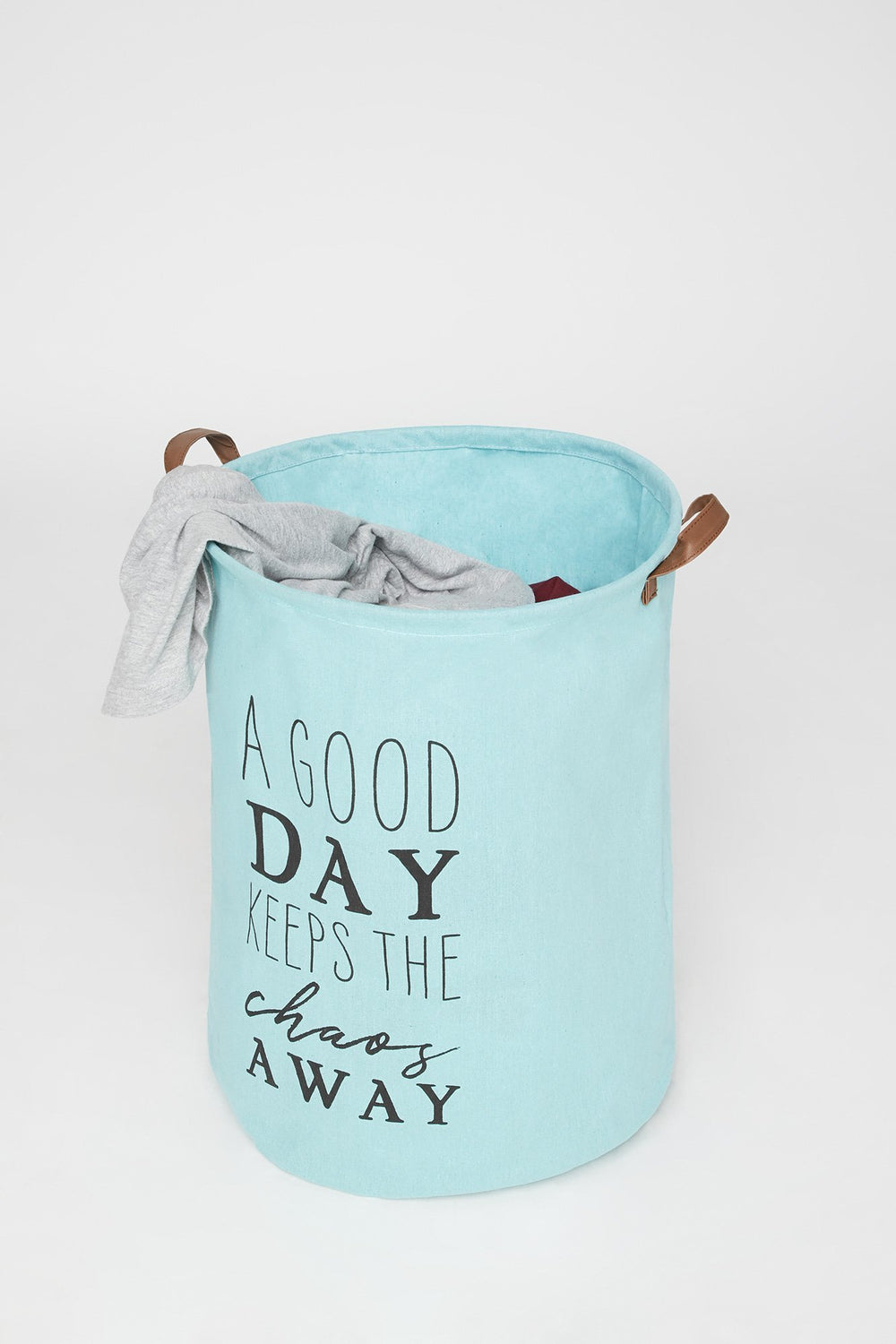 Women A Good Day Keeps Chaos Away Canvas Laundry Hamper Sage