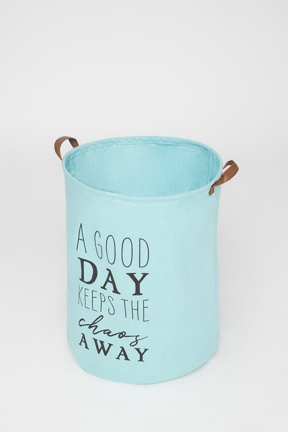 Women A Good Day Keeps Chaos Away Canvas Laundry Hamper Sage
