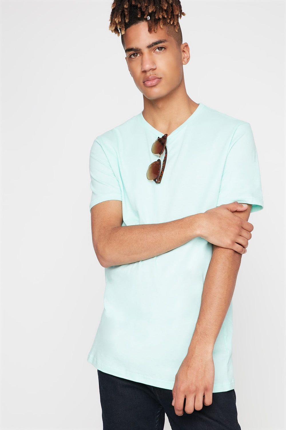 Men Basic Soft Pastel Crewneck T-Shirt Sage